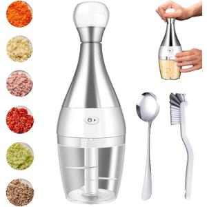 Manual Press Chopper, Stainless Steel Manual Garlic Press and Chopper, Kitchen Gadgets for Smashing Garlic Onion Potato