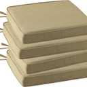 Outdoor Square Corner Seat Cushion, 19"x19"x3", Set of 4, Non Slip Seat Cushion Pads with Removable Cover for Patio Furniture, Garden Yard Lawn, Warm Taupe