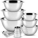 EATEX Stainless Steel Mixing Bowls with Measuring Cups & Spoons Set of 14 - Dishwasher Safe Nesting Mixing Bowl Set for Cooking, Baking & Meal Prep Non-Slip Premium Bowls