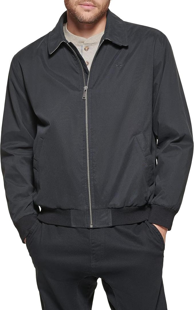 Dockers Men's Micro Twill Golf Bomber Jacket (Standard and Big & Tall) (Large, Black)