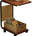 Side Table - C-Shaped End Table, Small Side Table for Couch, Sofa Bed Bathroom Study TV Tray C Shaped End Table Food Snack Trays for Eating (with Wheels)