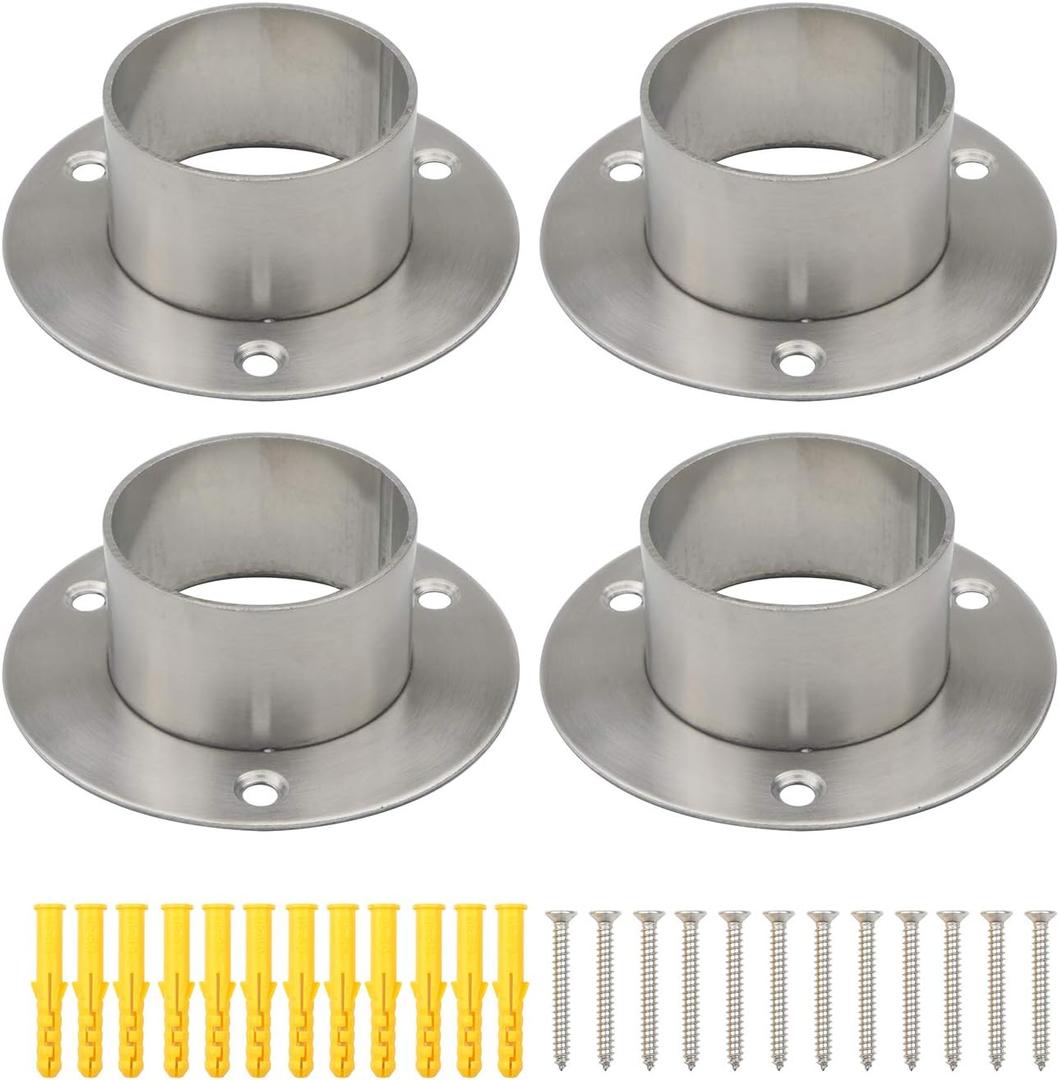 4Pcs Stainless Steel Thicken Closet Rod Flange Holder for Inside Diameter 2 inch (51 mm) Steel Pipe