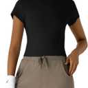 Workout Tops for Women Athletic Tops Short Sleeve Shirts-Cropped Slim Fit Gym Running Yoga T Shirts (Black, M)