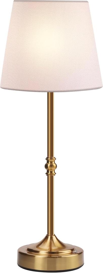 Rechargeable Cordless Table Lamp, 5000mAh Battery Operated Lamp, Wireless 3-Level Dimmable Touch Lamp, Portable Night Bedside Brass Lamp, Desk Light for Home Decor, Patio, Restaurant, Dinning (1 Pack - 16.3 inch, Gold)