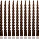 10 Inch Chocolate Brown Taper Candle Set, 10 Pack Elegant Unscented Dripless Candlesticks for Family Dinner Parties Home Decoration Picnic