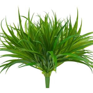 6Pcs Artificial Grass Fake Plants 17.3in 16 Leaves Outdoor Fake Grass UV Resistant Greenery Plastic Plants for Home Window Garden Office Patio Hanging Planter Pathway Front Porch Dcor