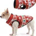 SCENEREAL Christmas Winter Dog Vest Coat with Harness Built in, Warm Puppy Jacket for Small Medium Dogs, Cold Weather Coat with Zipper, Fleece Puffer Vest Windproof Snow Clothes, S