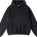 hathne Men's Oversized Hoodies Sweatshirt Cotton Wash Hooded Baggy Pullover Hoodies Vintage Winter Spring (Large, Black)