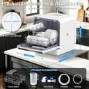 Countertop Dishwasher, Portable Dishwasher with 5L Built-in Water Tank, 5 Programs with 40 dB, 360° Dual Spray, 6 Full Accessories for Homes, Apartments and RVs