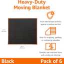 Amazon Basics Reinforced Tear-Resistant Moving Blankets, 72" x 80", Black, 6-Pack