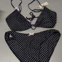 seamoly Womens Bikini Sets 2026 Padded Open Back 2 Piece Bathing Suits Retro Cheeky High Cut Thong Swimsuit Black Polka Dot, L