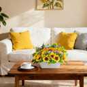 Pre-made Sunflower Centerpieces for Tables, Farmhouse Artificial Sunflowers Centerpieces in Pot Fake Sunflowers Arrangement for Home Decor, Rustic Potted Greenery for Wedding Party Kitchen Room