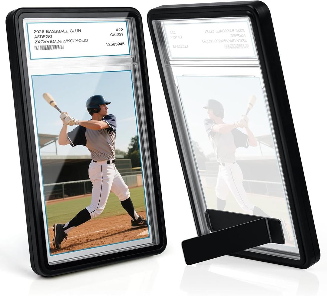 DEDC PSA Slab Protector with Foldable Stand, Metal Graded Card Protector for PSA/CGC/BGS Slab, Card Display and Guard, Slab Bumper with UV Protection for Baseball Football Gaming Sports Cards 1-Pack