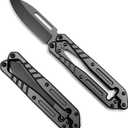 Automatic Utility Knife,All Metal Construction Carbon Stainless Steel Blade,Quick Change Retractable Box Cutter,3.1" Blade Small EDC Knife,Great Gift for Men Black