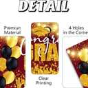 Class of 2025 Graduation Party Decorations, Congrats Grad Backdrop Banner Large Sign Wall Decorations Photography Background Party Supplies, Red and Gold