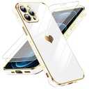 LeYi for iPhone-12-Pro-Max Case: (𝐍𝐨𝐭 𝐟𝐢𝐭 𝟏𝟐 𝐏𝐫𝐨) Tempered Glass Screen Protector [2 Pcs]+ Full Camera Lens Protection, Love Heart Plating Luxury Soft TPU Case for 12 Pro Max, White