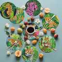 Praise V Do 8Pcs Diamond Painting Art Craft Coasters Dotting Kit with Holder Cork Base for Beginners, Adults DIY Nature Leopoard Flowers
