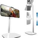 Cooper ChatStand Adjustable Cell Phone Stand for Desk & Video Recording, Rotating Cell Phone Holder for Desk for All iPhone, Samsung, Android, 9-14" Face-Level Metal Desktop Tripod (Frost White)