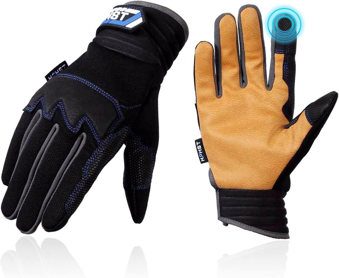 Work Gloves Leather Mechanic Touchscreen Working Construction Glove