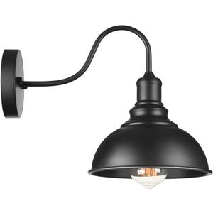 YeLEEiNO Black Wall Sconce Lighting Gooseneck Barn Wall Light Industrial Vintage Farmhouse E26 Wall Lamp Led Porch Light for Indoor Bathroom (1-Light)