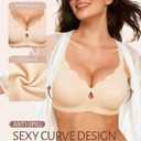 Gailife Bras for Women No Underwire Jelly Bras Wave Wireless Bras Seamless Full Coverage Bralettes Everyday Bras (Beige, L)