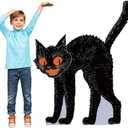 Leinuosen 1 Pcs 47 H Halloween Black Cat Cardboard Cutout Stand Ups Vintage Black Cat Decoration Halloween Party Lifesize Cardboard Retro Photo Props for Horror Party Decoration