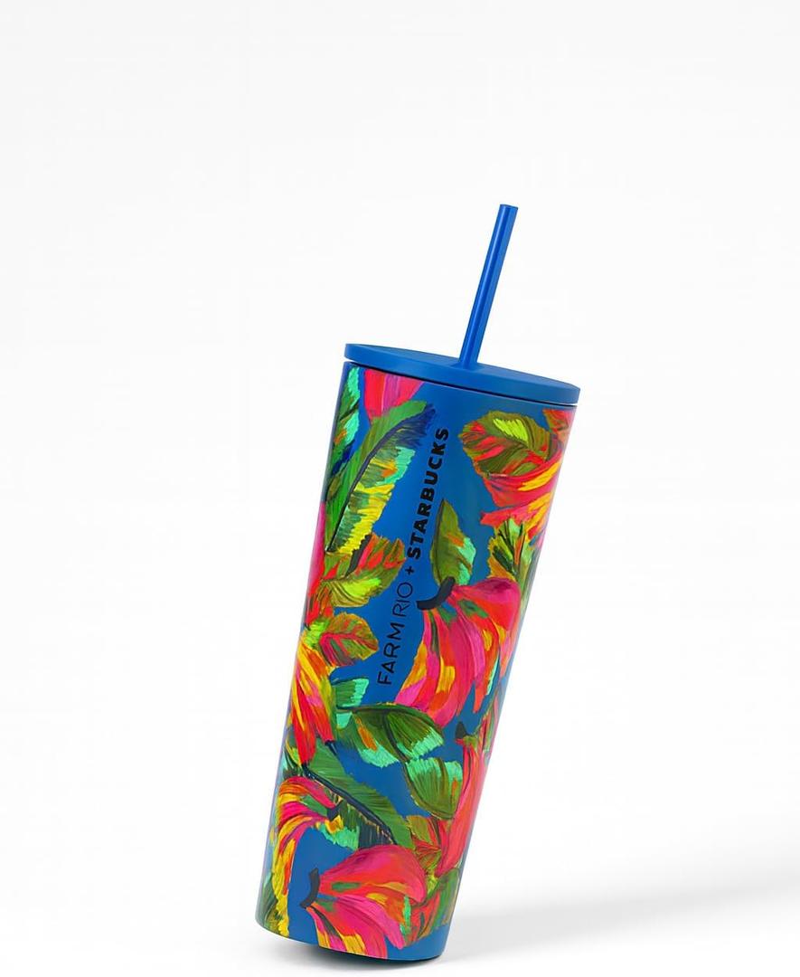 Starbucks x FARM Rio 2025 Banana Mix Stainless Steel Cold Cup Tumbler 24oz  Limited Edition Reusable Insulated Iced Beverage Cup with Tropical Design