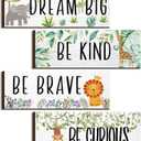 4 Pieces Woodland Nursery Decor Baby Safari Nursery Decor Kids Cute Jungle Animal Room Decor Nursery Decorations for Baby boy Bedroom Toddler Room 11x 3.9 Inches (White Background, Lively Animals)
