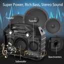 Hotec Wireless Bluetooth Portable PA Speaker System, Powerful Bluetooth Karaoke Machine with Dual Wireless Microphones for Karaoke, Wedding, Party, Teaching, Lecture, Church, Outdoor Indoor Activities