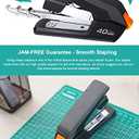 Deli Effortless Desktop Stapler, 40 Sheet Capacity, One Finger Touch Stapling, Easy to Load Ergonomic Heavy Duty Stapler, Includes 1500 Staples and Staple Remover (Black)