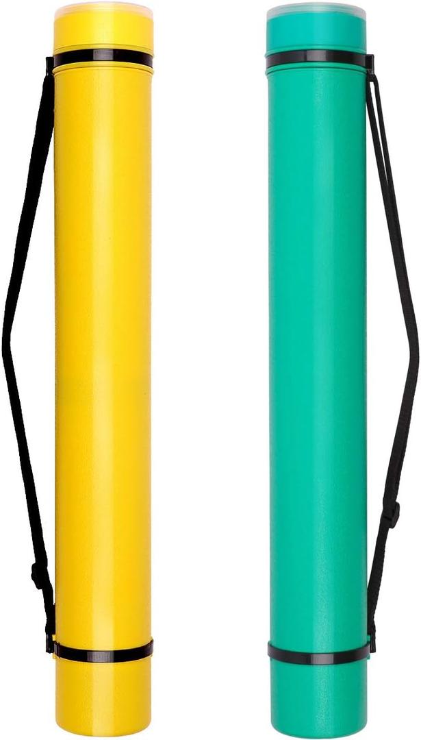 TRANSON 2-pack Durable Poster Storage Tube with Straps 24"-40" Extendable for Blueprints, Artwork, Maps, Posters (2 Pack-Yellow and Green) TRANSON 2-pack Durable Poster Storage Tube with Straps 24"-40" Extendable for Blueprints, Artwork, Maps, Posters (2 Pack-Yellow and Green)