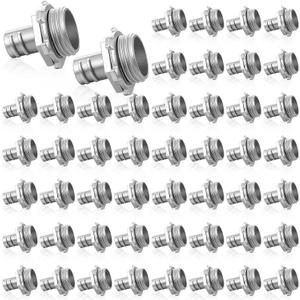 50 Pack 3/8" Flex Screw-in Connector Metal-clad Cable Connectors Zinc Electrical Conduit Connector for Steel and Aluminum Cable