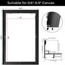 16x24 Assembled Canvas Frame for 0.6"-0.9" Deep Stretched Canvas, 0.75" Depth Floating Frame, Black(1PCS,Aluminum)
