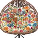 Double Egg Chair Cushion Replacement Waterproof for Outdoor Patio Hanging Basket Egg Chairs, 59x43-Inch Thickened 100% Cotton Large Double Eggs Swing Chair Cushions, Colored Daisy