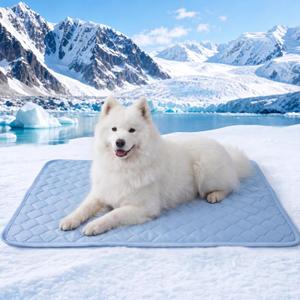PatiencET Large Dog Cooling Mat, 32 x 44 in No-Gel Cooling Pad for Dogs, Cool Touch Nylon Pet Mat, Washable Dog Mat for Crate, Kennel, Bed, Floor, Sofa, Car, Blue