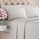 Queen Sheets Set 6 Piece - Includes 4 Pillowcases - Bed Sheets Queen Size - Soft Hotel Luxury Bedding - Cooling, Comfy & Breathable - 1 Flat & 1 Fitted & 4 Pillowcases w/ Deep Pockets - French Grey