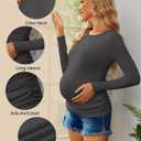 Ekouaer Maternity Shirts 3 Packs Women Long Sleeve Pregnancy Tee Tops Tunic Blouse Ribbed Side Ruched Mama Clothes S-XXL (M)