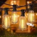 Outdoor String Lights, 54FT Waterproof Patio Lights with 15+1 ST38 LED Bulbs Shatterproof, Warm White 2700K, Dimmable Hanging Connectable Outdoor Lights for Backyard, Balcony, Porch, Deck
