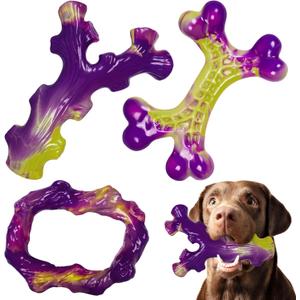 Frienhund Tough Dog Toys for Aggressive Chewers 3 Pack, Indestructible Dog Toys for Large Dogs, Dog Chew Toys, Aggressive Chew Toys to Keep Them Busy, Dog Bones for 15-100lbs Medium/Large Breeds (Purple)