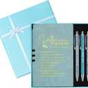 Thenshop 5 Pcs Cna Week Gifts 2026 Nurse Appreciation Gift Difference Maker Journal with Pen Leather Notebook 3 Ballpoint Pens Box Thank You Gift for Employee Coworker Teacher Volunteer(Blue)