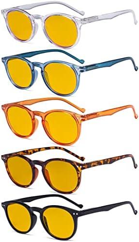 Eyekepper 5-Pack Oval Round Spring Hinges Eyeglasses Includes Sunglasses