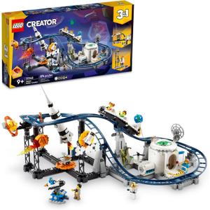 LEGO Creator 3 in 1 Space Roller Coaster Building Toy Set Featuring a Roller Coaster, Drop Tower, Carousel and 5 Minifigures, Rebuildable Amusement Park for Kids Ages 9+, 31142