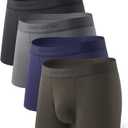 DAVID ARCHY Men's Trunks Underwear Modal Support Pouch with Fly Ultra Soft Breathable Men's Underwear 4 Pack (XXL)