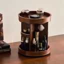 360° Rotating Walnut Wood Makeup Organizer, 11.2" Cosmetic Caddy