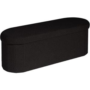 B FSOBEIIALEO Ottoman with Storage for Living Room, Sherpa Folding Storage Ottoman Foot Rest, 43.3 Inches Collapsible Bedroom Bench Black, 43.3"*15"*15"
