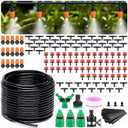LasTool 164FT Drip Irrigation Kit,Automatic Garden Watering System with 1/4" Tubing,Adjustable Mist Sprayer Nozzles & Drip Emitters for Raised Bed,Patio,Lawn, Greenhouse-Easy DIY Installation