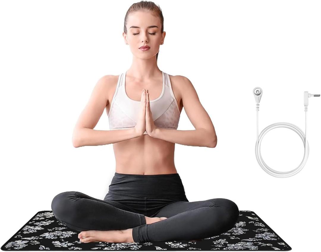 Grounding Mat, 23.6" x 35.5" Grounding Pad for Home Use, Indoor Grounding for Desk Chair Office, Non-Slip PU Leather. Reconnect to the Earth. 15ft Grounding Cord Included