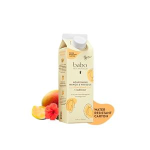 Babo Botanicals Nourishing Mango & Hibiscus Conditioner - For Dry, Damaged, Color-Treated Hair – Moisturize & Soften – Water-Resistant Carton 80% Less Plastic – Vegan – Silicone Free