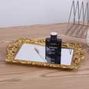 Sooyee Gold Decorative Tray,Bathroom Vanity Tray Decor, 15.3x9.8 Mirror Serving Tray with Handle for Dessert Table,Coffee Table,Vanity,Home Decor