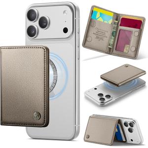 Defencase for Magsafe Wallet Magnetic Card Holder RFID Blocking, PU Leather Minimalist Phone Wallet for MagSafe Phones and Cases for iPhone 17/16/ 15/14/ 13/12/ Pro/Max/Plus/Air, Desert Titanium